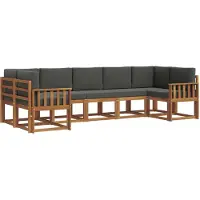vidaXL Outdoor-Sofagarnitur 7 stk. Natur und Anthrazit