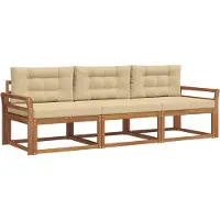 vidaXL Outdoor-Sofagarnitur mit Kissen 3 pcs Natur und Beige
