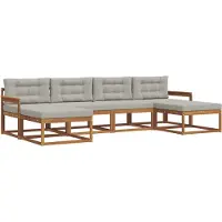 vidaXL Outdoor-Sofagarnitur mit Kissen 6 pcs Natürlich und Hellgrau