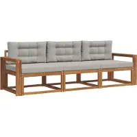 vidaXL Outdoor-Sofagarnitur mit Kissen 3 pcs Natürlich und Hellgrau