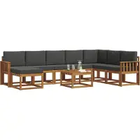 vidaXL Outdoor-Sofagarnitur 9 stk. Natur und Anthrazit