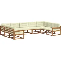 vidaXL Outdoor-Sofagarnitur mit Kissen 9 pcs Natur und Creme