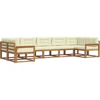 vidaXL Outdoor-Sofagarnitur 7 Stk. Natur und Creme
