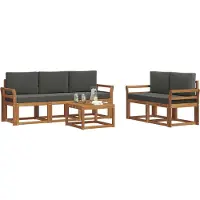 vidaXL Outdoor-Sofagarnitur 6 stk. Natur und Anthrazit