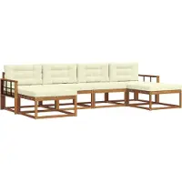 vidaXL Outdoor-Sofagarnitur 6 Stk. Natur und Creme
