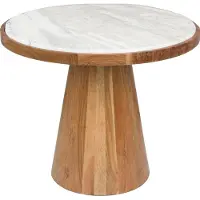 White Label Mees Couchtisch Rund 50 cm Marmor/ Holz