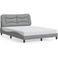 vidaXL Bettgestell ohne Matratze "Hvar" Hellgrau 140x190 cm Stoff