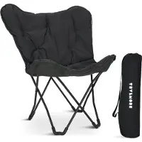 TRVLMORE - Butterfly Chair Campingstuhl - 82 x 70 x 92 cm - Eigenschaften 136 kg Tragfähigkeit und zusammenklappbares Design und enthält Tragetasche - Für Camping und Garten - Schwarzes Polyester und