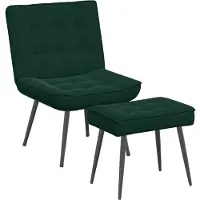 vidaXL Relaxsessel mit Hocker Dunkelgrün Samt