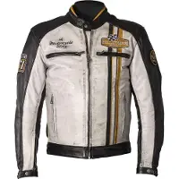 Helstons Indy Motorrad Lederjacke, weiß/schwarz/gelb, XL