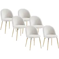 Vente-unique Stuhl 6er-Set - Bouclé-Stoff & Metall - Weiß - MELBOURNE