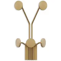 CALICOSY WANDGARDEROBE mit 5 Haken aus goldfarbenem Metall 24/16/40 cm