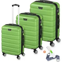 Veska Hartschalenkoffer Kofferset 3 teilig mit TSA Zahlenschloss 4 Rollen ABS-Hartschale, Reisekoffer Trolley Rollkoffer Koffer - oliv-grün