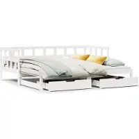 vidaXL Tagesbett Ausziehbar mit Schubladen ohne Matratze Weiß 90x190cm