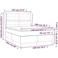 vidaXL Boxspringbett mit Matratze Dunkelblau 140x200 cm Samt