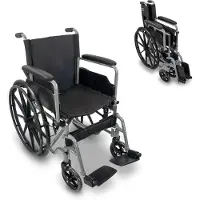 Mobiclinic Marsella, Rollstuhl, Faltbar und Leichtgewich, stabil, Sitzbreite 46 cm, Bremshebel, 12"- Reifen