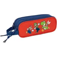 Super Mario 21x8x6 Cm Double Mäppchen Orange,Blau Mann Orange,Blau One Size