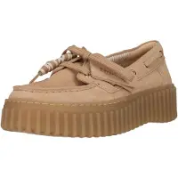 Clarks Schnürschuhe Torhill Boat mit Contour Cushion-Fußbett 5204B Beige Suede 41