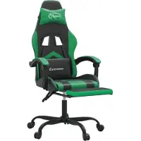 vidaXL Gaming-Stuhl mit Fußstütze Schwarz und Grün Kunstleder