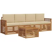 Syfax Outdoor-Sofagarnitur 5 pcs Natur und Beige Massivholz Akazie