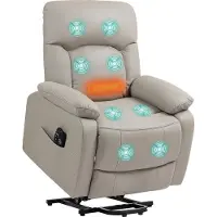HOMCOM Elektrischer Relaxsessel mit Massage- und Heizfunktion, elektrisch verstellbare Rückenlehne, USB-Anschlüsse, Fernbedienung, Federkernpolsterung, Fußstütze und Seitentasche, Grau
