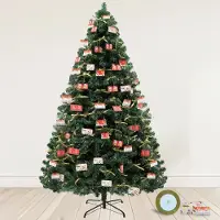 COMHOMA Künstlicher Weihnachtsbaum Weihnachtsdeko 195cm PVC Material mit 910 Spitzen Thickened Branches Foldable mit dekorativen Schleifen & Grußkar