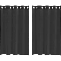 vidaXL Voile Vorhänge mit Ösen 2 Stk. Schwarz 140x175 cm