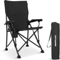 TRVLMORE Campingstuhl Ergonomisch - Schwarz - Verstellbare Rückenlehne 100 cm - Kapazität 120 kg