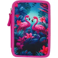 Baagl Dreistöckiges Schulmäppchen Flamingos