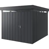 Hörmann , Metall-Gerätehaus "Juno" mit Flachdach, JFD11 - Modern, 262 x 310 cm (B x T), anthrazit, 1-flüglige Tür, Anschlag links, mit Lichtband