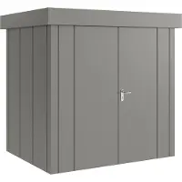 Hörmann , Metall-Gerätehaus "Juno" mit Flachdach, JFD4 - Design, 214 x 166 cm (B x T), graualuminium, 2-flüglige Tür