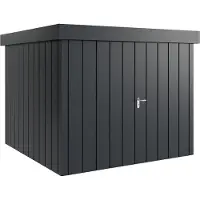 Hörmann , Metall-Gerätehaus "Juno" mit Flachdach, JFD10 - Modern, 262 x 262 cm (B x T), anthrazit, 2-flüglige Tür