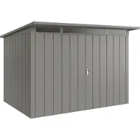Hörmann , Metall-Gerätehaus "Juno" mit Pultdach, JPD12 - Modern, 310 x 214 cm (B x T), graualuminium, 2-flüglige Tür