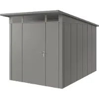 Hörmann , Metall-Gerätehaus "Juno" mit Pultdach, JPD7 - Design, 214 x 310 cm (B x T), graualuminium, 1-flüglige Tür, Anschlag links