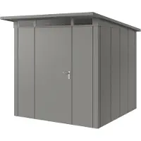 Hörmann , Metall-Gerätehaus "Juno" mit Pultdach, JPD5 - Design, 214 x 214 cm (B x T), graualuminium, 1-flüglige Tür, Anschlag links