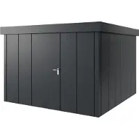 Hörmann , Metall-Gerätehaus "Juno" mit Flachdach, JFD14 - Design, 310 x 310 cm (B x T), anthrazit, 1-flüglige Tür, Anschlag links