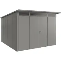Hörmann , Metall-Gerätehaus "Juno" mit Pultdach, JPD14 - Design, 310 x 310 cm (B x T), graualuminium, 2-flüglige Tür