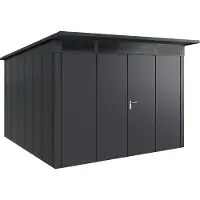 Hörmann , Metall-Gerätehaus "Juno" mit Pultdach, JPD14 - Design, 310 x 310 cm (B x T), anthrazit, 2-flüglige Tür