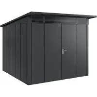 Hörmann , Metall-Gerätehaus "Juno" mit Pultdach, JPD10 - Design, 262 x 262 cm (B x T), anthrazit, 2-flüglige Tür