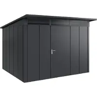 Hörmann , Metall-Gerätehaus "Juno" mit Pultdach, JPD13 - Design, 310 x 262 cm (B x T), anthrazit, 1-flüglige Tür, Anschlag rechts