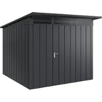 Hörmann , Metall-Gerätehaus "Juno" mit Pultdach, JPD10 - Modern, 262 x 262 cm (B x T), anthrazit, 1-flüglige Tür, Anschlag rechts