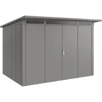 Hörmann , Metall-Gerätehaus "Juno" mit Pultdach, JPD12 - Design, 310 x 214 cm (B x T), graualuminium, 2-flüglige Tür