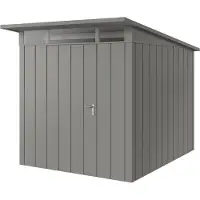 Hörmann , Metall-Gerätehaus "Juno" mit Pultdach, JPD6 - Modern, 214 x 262 cm (B x T), graualuminium, 1-flüglige Tür, Anschlag links