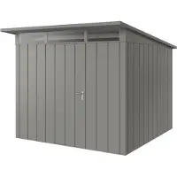 Hörmann , Metall-Gerätehaus "Juno" mit Pultdach, JPD10 - Modern, 262 x 262 cm (B x T), graualuminium, 1-flüglige Tür, Anschlag links