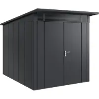 Hörmann , Metall-Gerätehaus "Juno" mit Pultdach, JPD6 - Design, 214 x 262 cm (B x T), anthrazit, 2-flüglige Tür