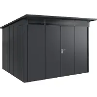 Hörmann , Metall-Gerätehaus "Juno" mit Pultdach, JPD13 - Design, 310 x 262 cm (B x T), anthrazit, 2-flüglige Tür