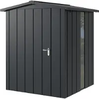 Hörmann , Metall-Gerätehaus "Juno" mit Satteldach, JSD2 - Modern, 166 x 166 cm (B x T), anthrazit, mit bodentiefem Fenster, 1-flüglige Tür, Anschlag links