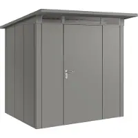 Hörmann , Metall-Gerätehaus "Juno" mit Pultdach, JPD4 - Design, 214 x 166 cm (B x T), graualuminium, 1-flüglige Tür, Anschlag rechts