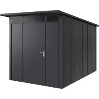 Hörmann , Metall-Gerätehaus "Juno" mit Pultdach, JPD7 - Design, 214 x 310 cm (B x T), anthrazit, 1-flüglige Tür, Anschlag links