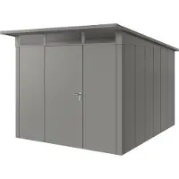 Hörmann , Metall-Gerätehaus "Juno" mit Pultdach, JPD11 - Design, 262 x 310 cm (B x T), graualuminium, 1-flüglige Tür, Anschlag links